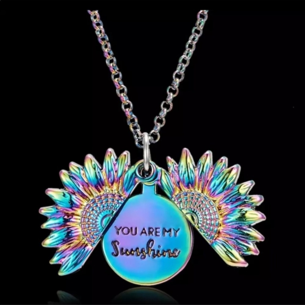 Rainbow You Are My Sunshine Open Locket Necklace - Picture 2 of 8